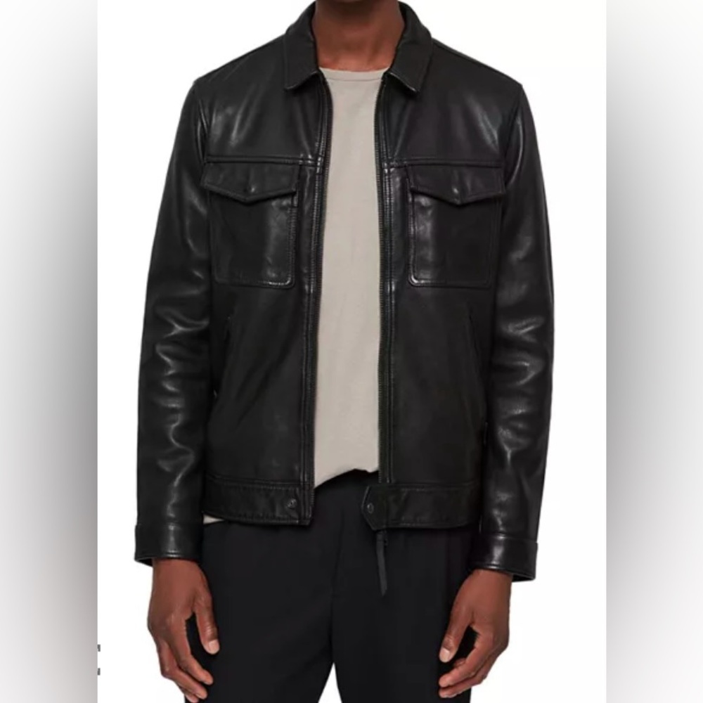 All Saints Men’s Black Leather Jacket
